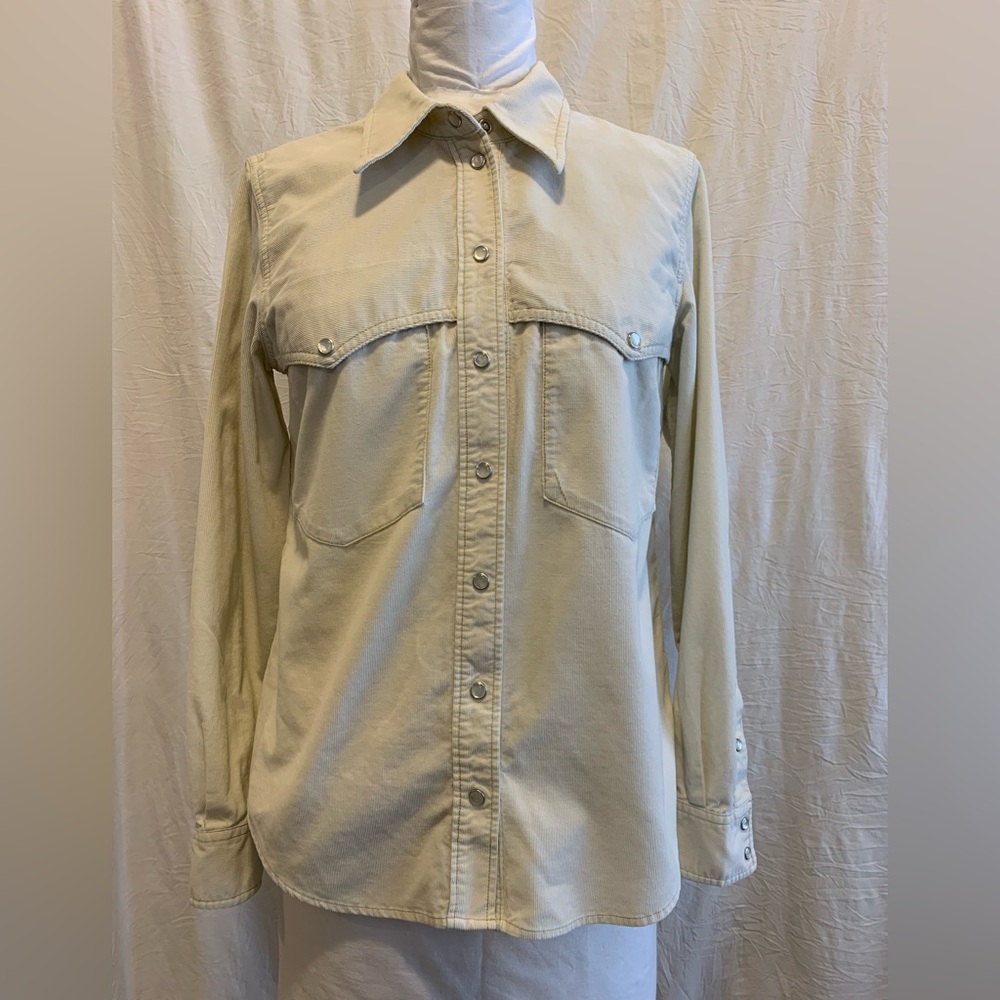 Aritzia Wilfred Free Cream Corduroy Western Snap Button Shirt - Size‎ M